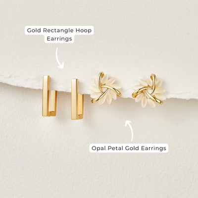 Gold Rectangle Hoop Earrings - Beautiful Earth Boutique