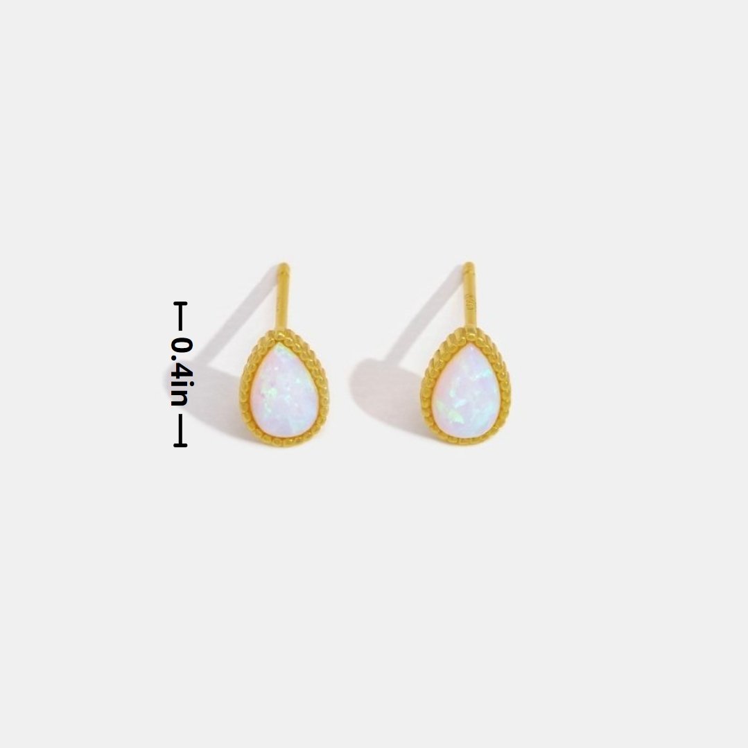 Gold Teardrop Opal Stone Earrings - Beautiful Earth Boutique