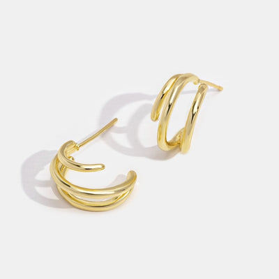 Gold Triple Claw Hoop Earrings - Beautiful Earth Boutique