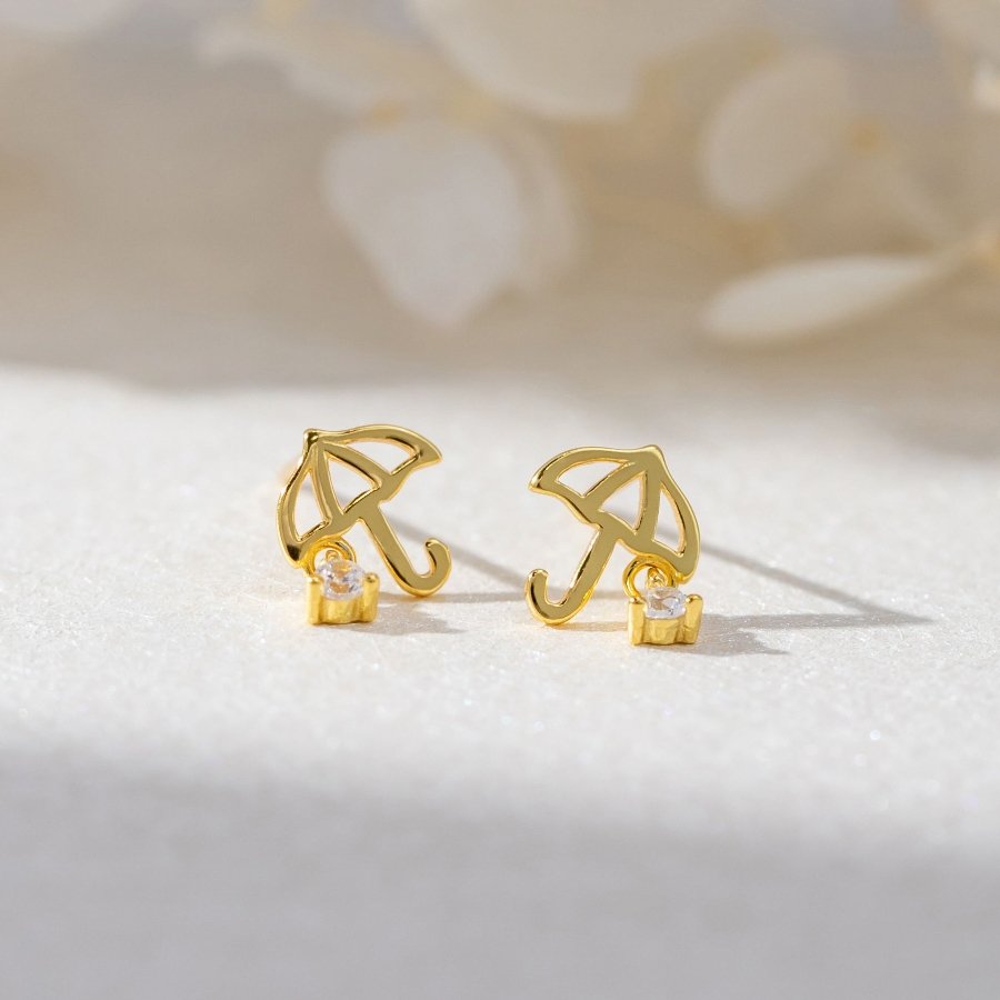 Gold Umbrella Stud Earrings - Beautiful Earth Boutique