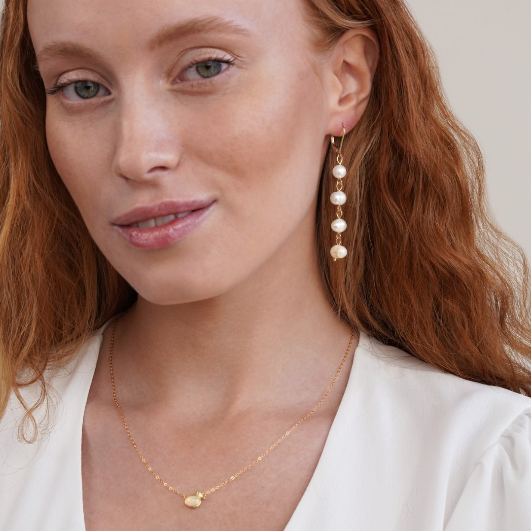 Golden Freshwater Pearl Earrings - Beautiful Earth Boutique