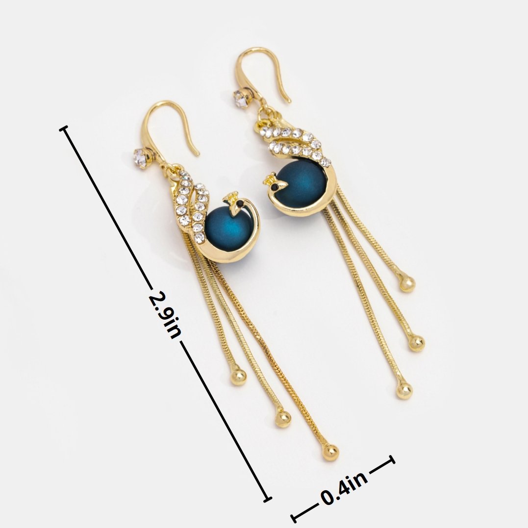 Golden Peacock Drop Earrings - Beautiful Earth Boutique