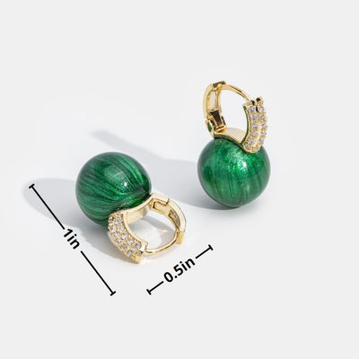 Green Ball Crystal Hoop Earrings - Beautiful Earth Boutique