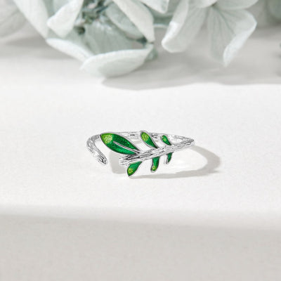 Green Vine and Leaf Silver Ring - Beautiful Earth Boutique