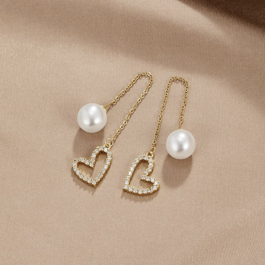 Heart & Pearl Drop Earrings - Beautiful Earth Boutique