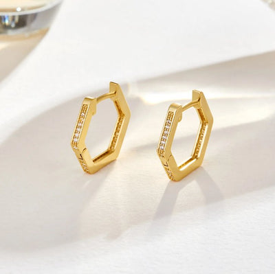 Honeycomb Geometric Hoop Earrings - Beautiful Earth Boutique