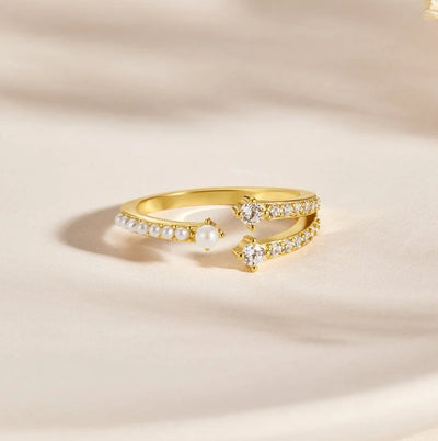 Irish Crystal & Pearl Wrap Ring - Beautiful Earth Boutique