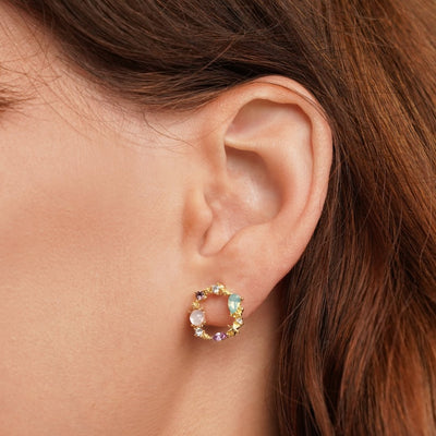 Jade & Pink Crystal Orelia Earrings - Beautiful Earth Boutique