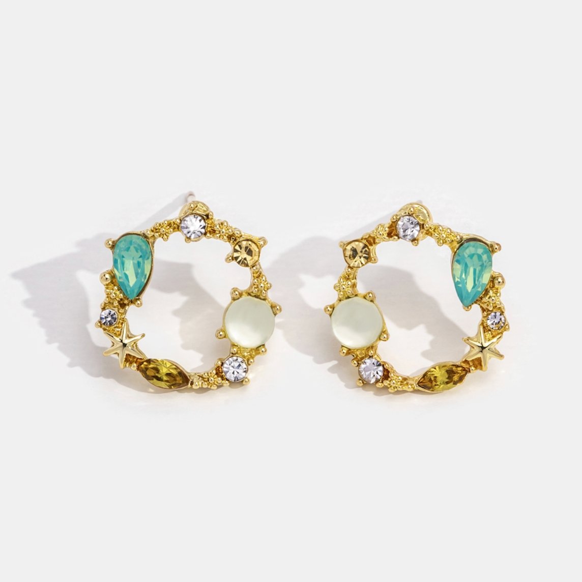 Jade & Yellow Crystal Orelia Earrings - Beautiful Earth Boutique