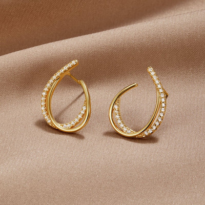 Juni Crystal & Gold Wave Earrings - Beautiful Earth Boutique