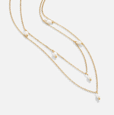 Kayla Pearl Drop Layered Necklace - Beautiful Earth Boutique