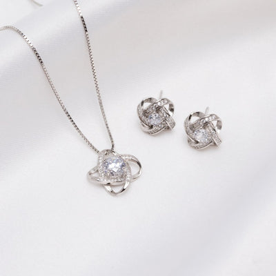 'Knotted Love' Sterling Silver Earrings & Necklace Set - Beautiful Earth Boutique