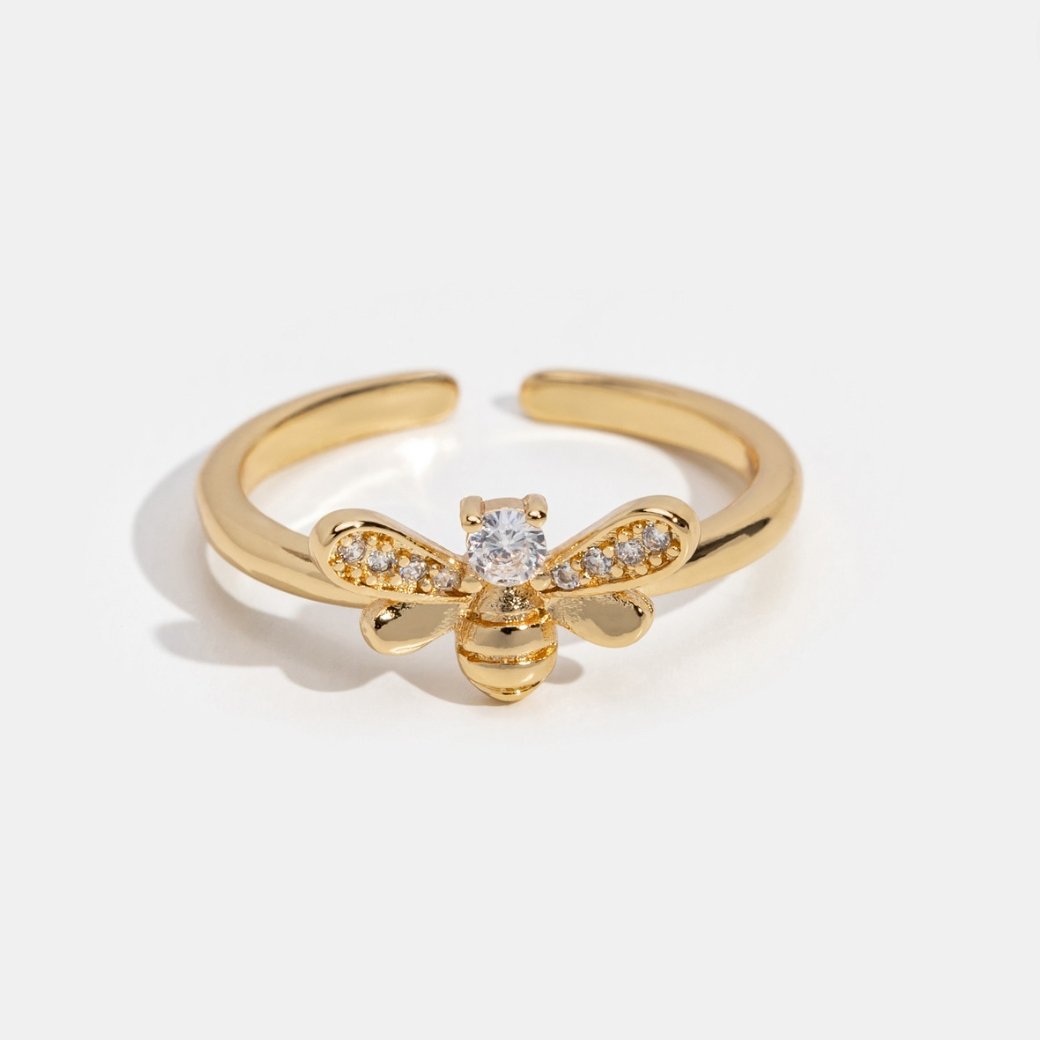 Laila Crystal & Gold Bee Ring - Beautiful Earth Boutique