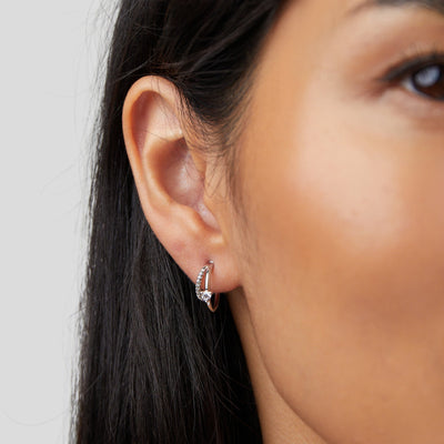 Layered Crystal Silver Hoop Earrings - Beautiful Earth Boutique