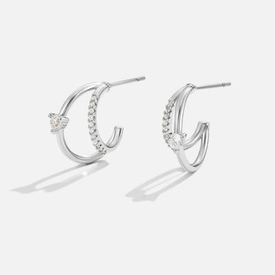 Layered Crystal Silver Hoop Earrings - Beautiful Earth Boutique