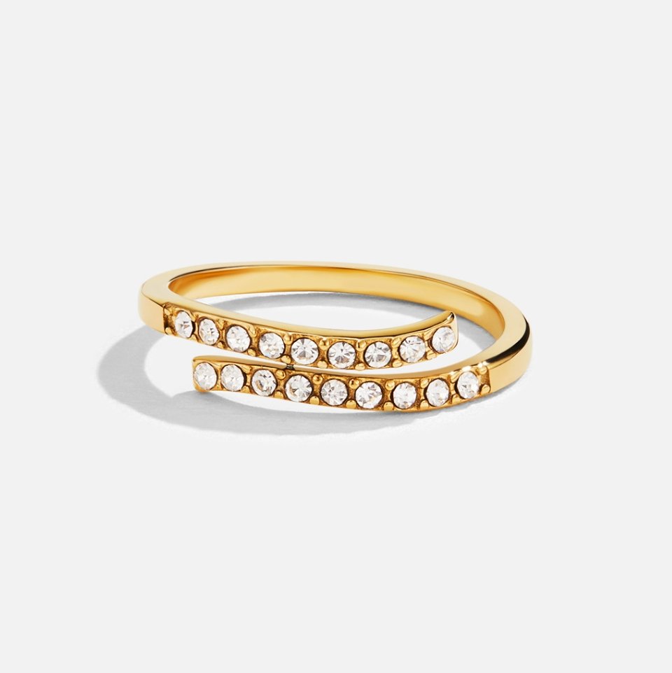 Layered Gold & Crystal Wrap Ring - Beautiful Earth Boutique