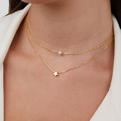 Layered Gold Star & Pearl Necklace - Beautiful Earth Boutique