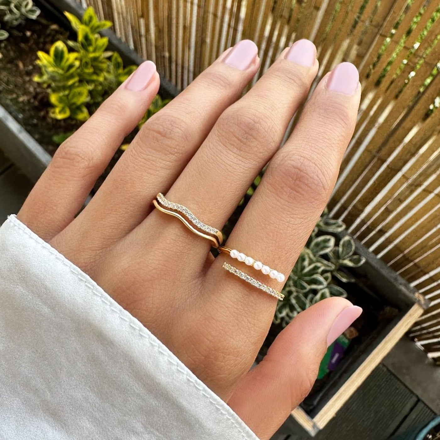 Layered Juni Gold & Crystal Ring - Beautiful Earth Boutique