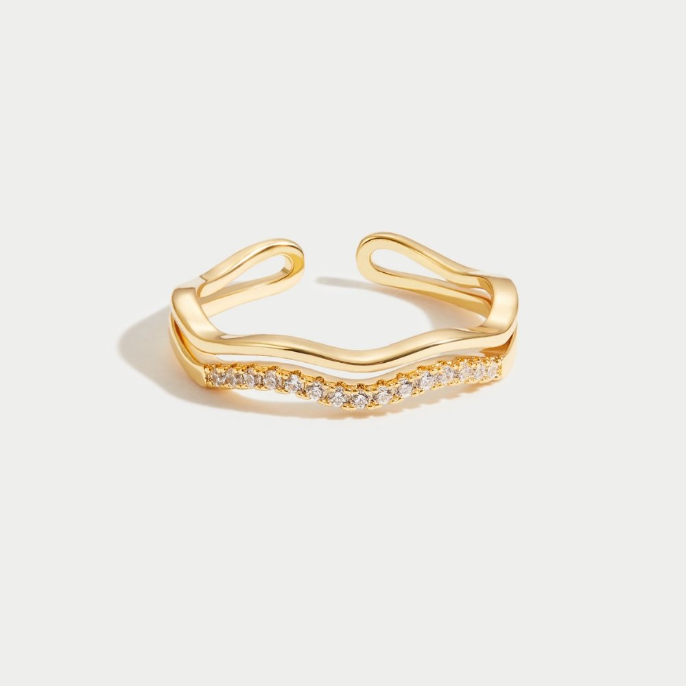 Layered Juni Gold & Crystal Ring - Beautiful Earth Boutique