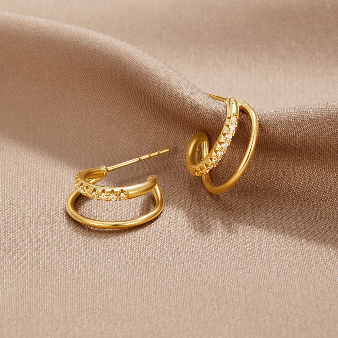 Leyla Crystal Double Hoop Earrings - Beautiful Earth Boutique