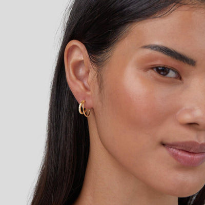 Leyla Crystal Double Hoop Earrings - Beautiful Earth Boutique
