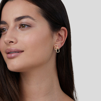 Lucia Crystal & Gold Link Earrings - Beautiful Earth Boutique