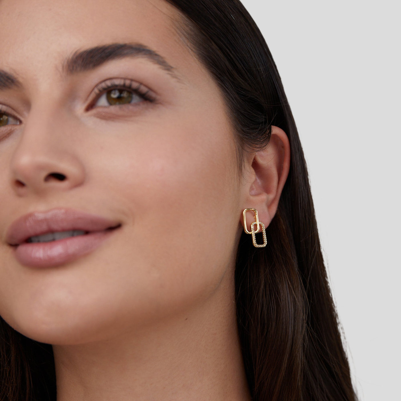 Lucia Crystal & Gold Link Earrings - Beautiful Earth Boutique