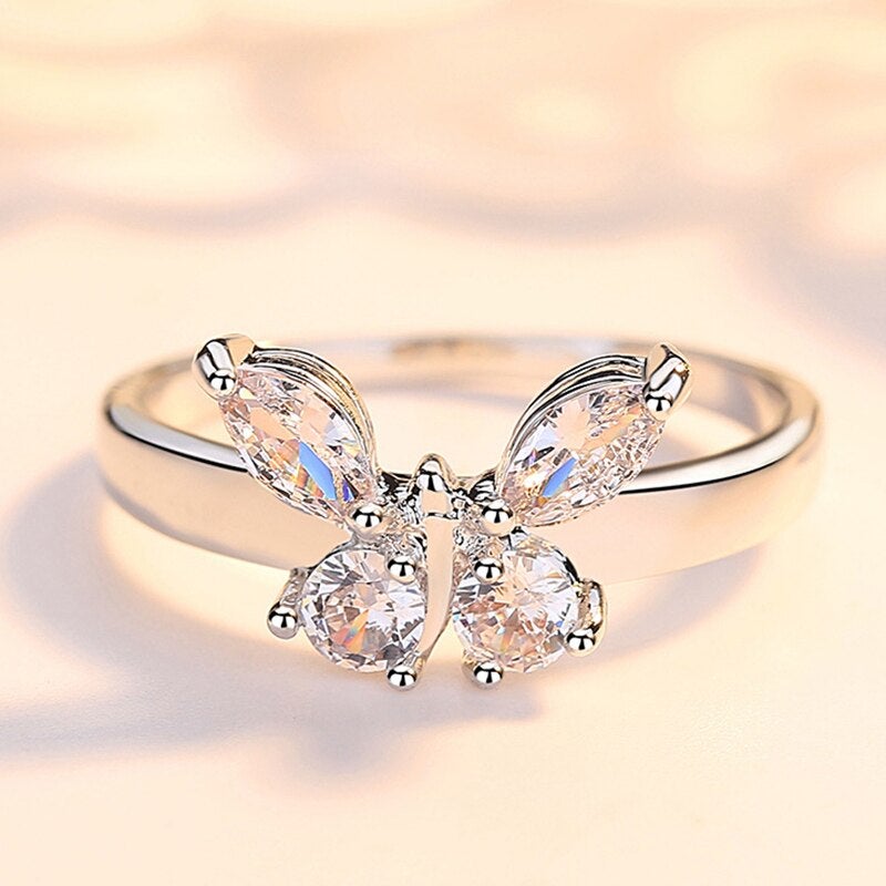 Luxe Crystal Butterfly Ring