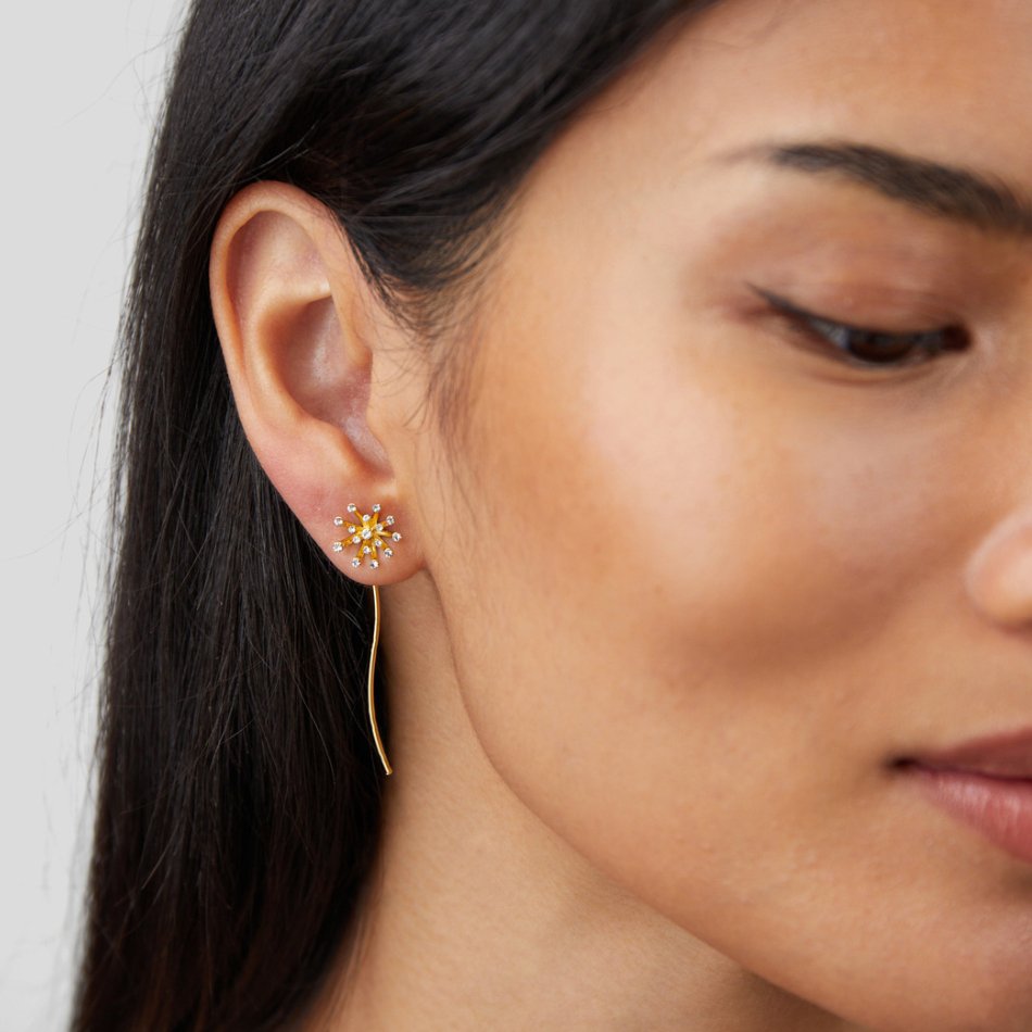 Make A Wish Dandelion 18K Gold Earrings - Beautiful Earth Boutique