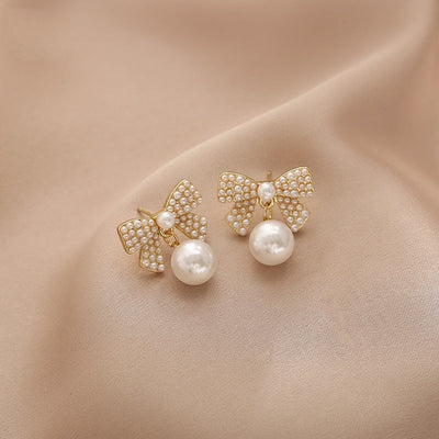 Mary Pearl Bow Earrings