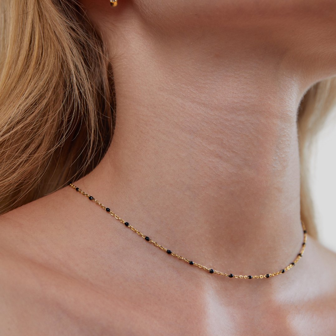 Mila Black Bead Necklace - Beautiful Earth Boutique