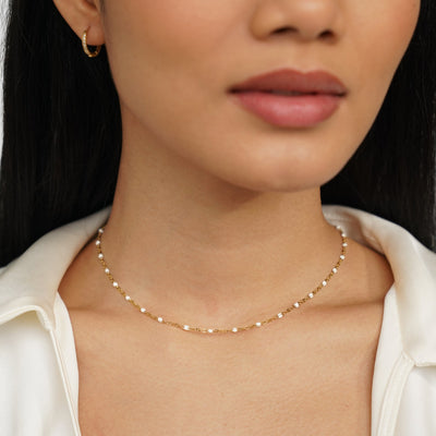 Mila White Bead Necklace - Beautiful Earth Boutique