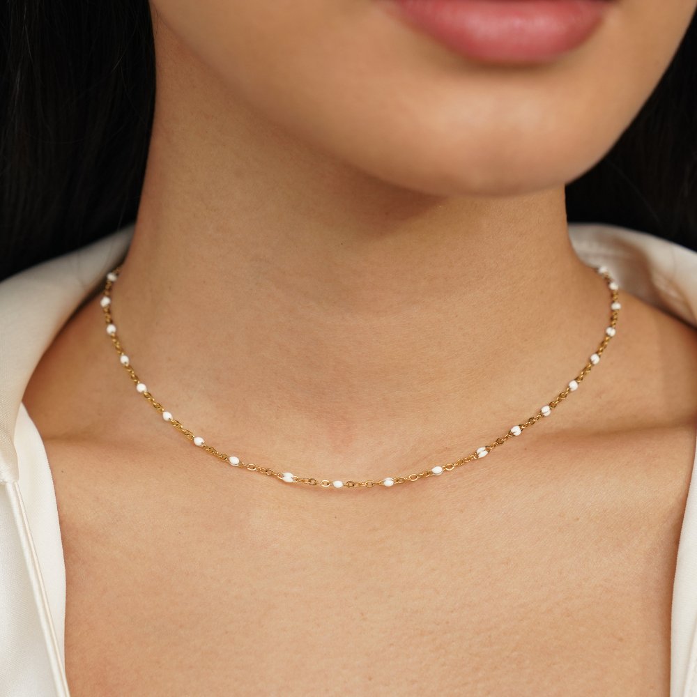 Mila White Bead Necklace - Beautiful Earth Boutique