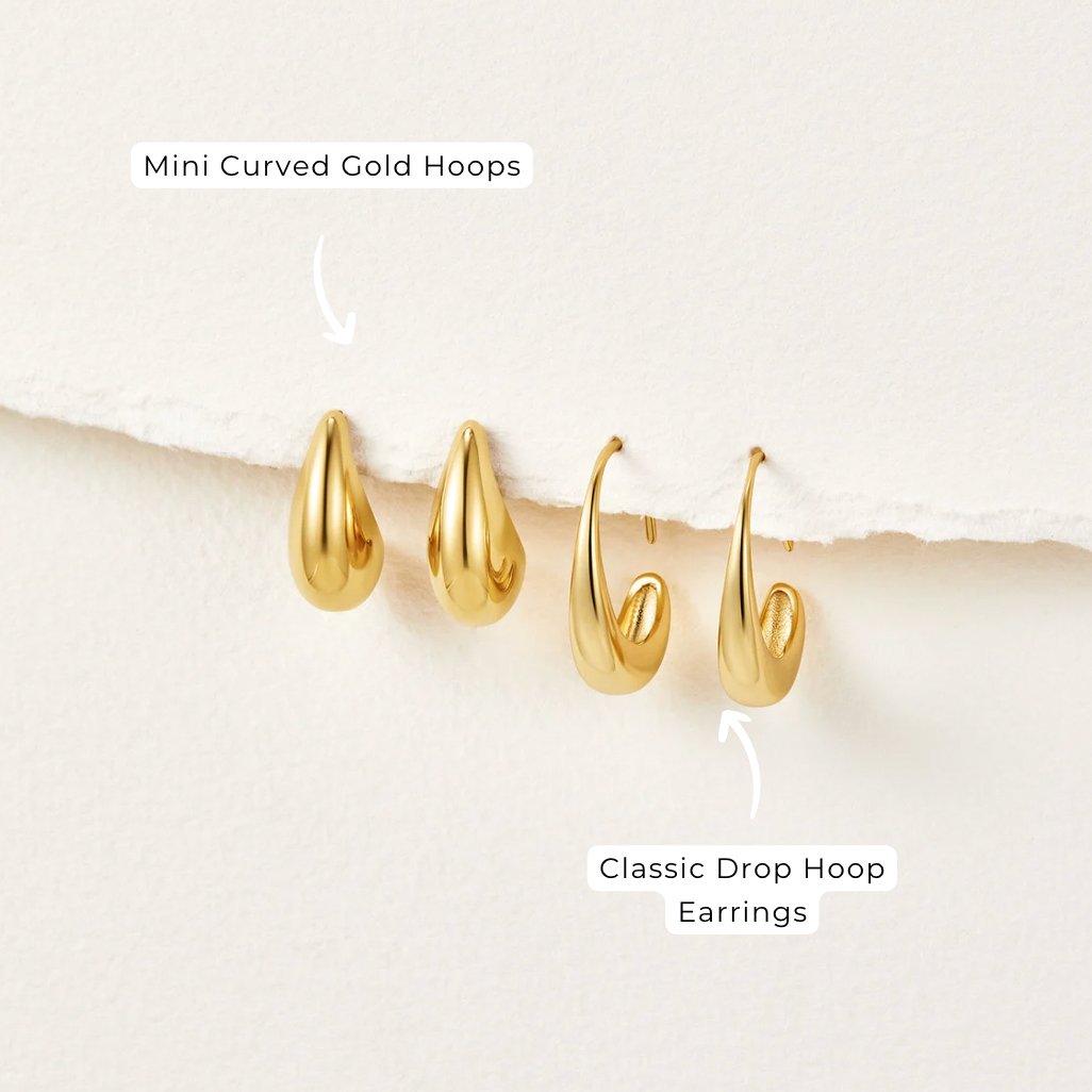 Mini Curved Gold Hoops - Beautiful Earth Boutique