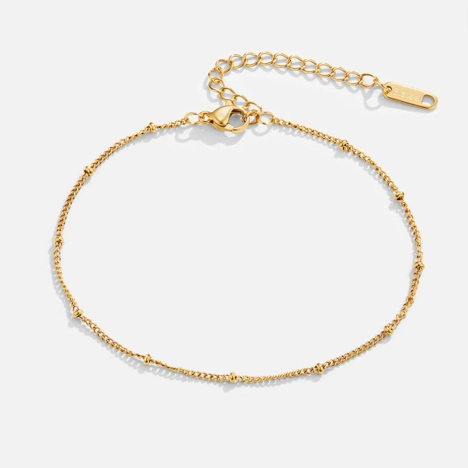 18kt yellow gold beaded charm anklet