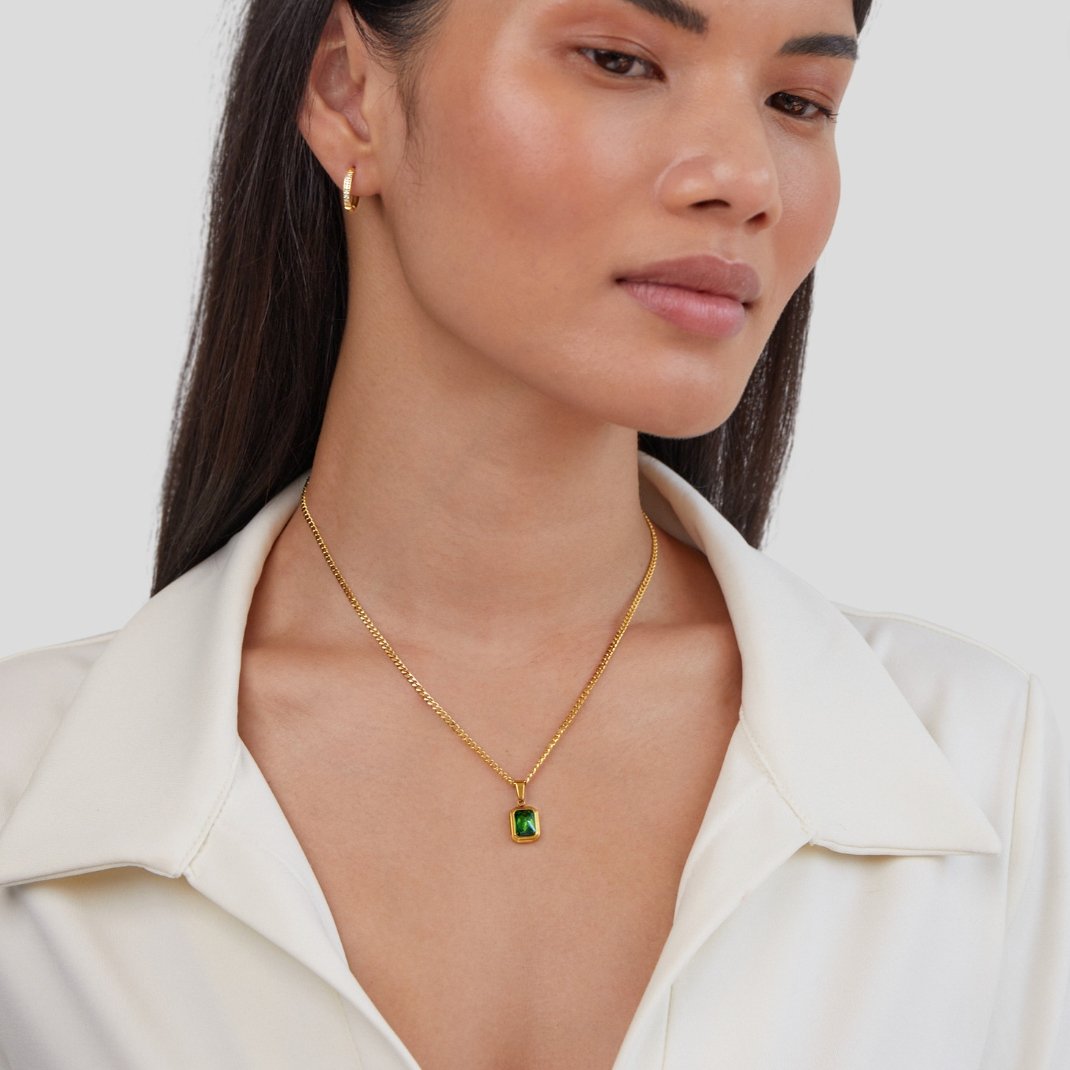 Monet Green Crystal Pendant Necklace - Beautiful Earth Boutique