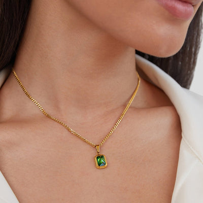 Monet Green Crystal Pendant Necklace - Beautiful Earth Boutique