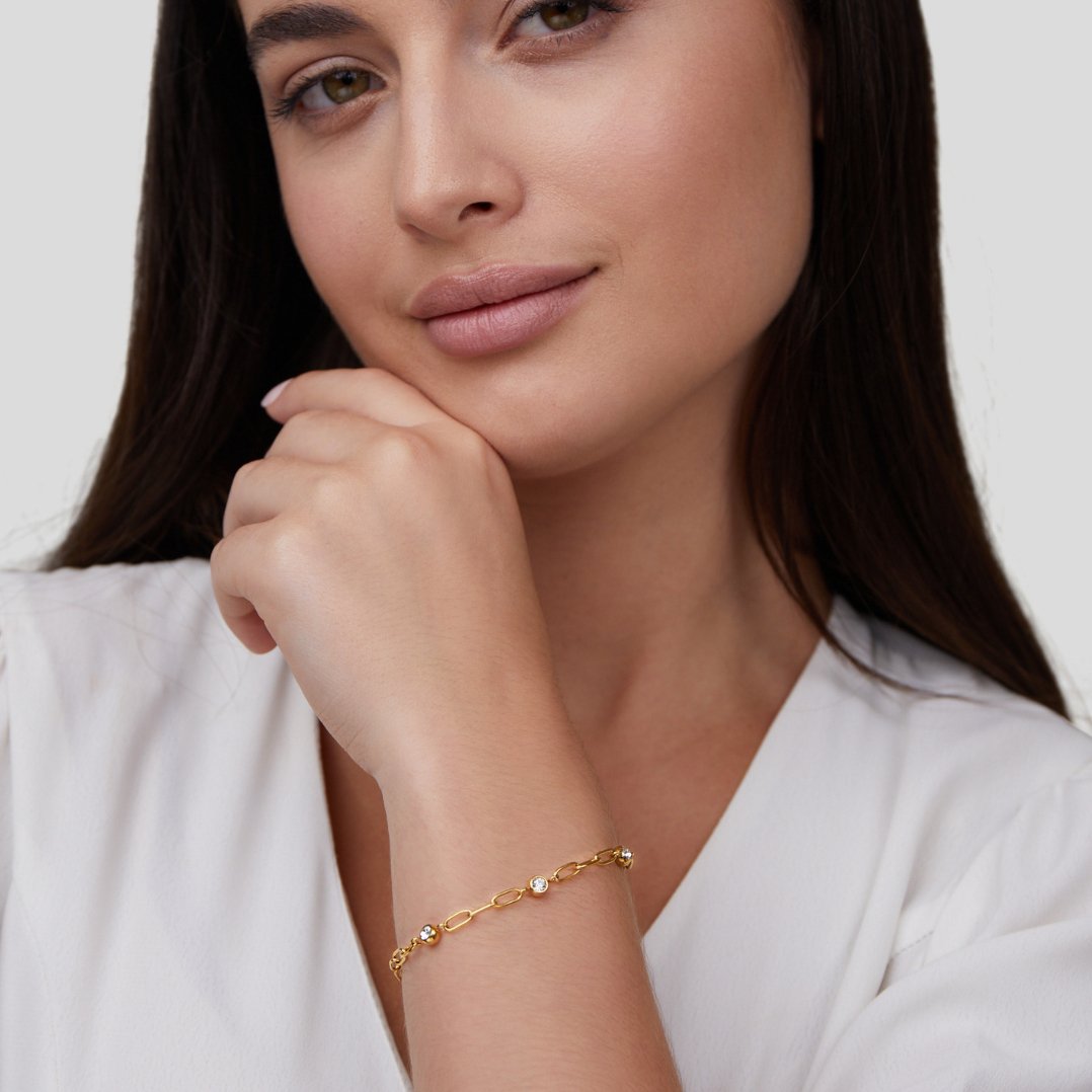 Monica Crystal & Gold Chain Bracelet - Beautiful Earth Boutique