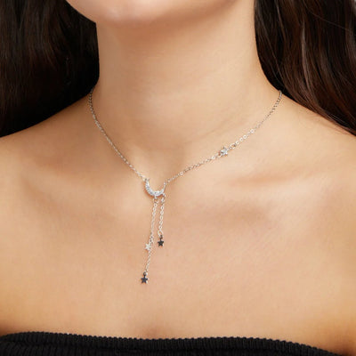 Moon & Star Sterling Silver Necklace - Beautiful Earth Boutique