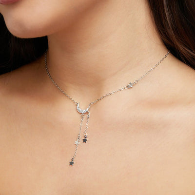 Moon & Star Sterling Silver Necklace - Beautiful Earth Boutique