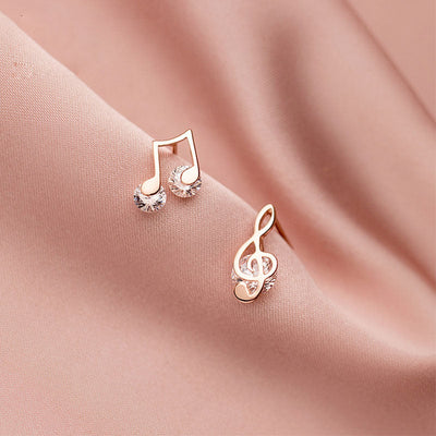 Rose Gold Music Note Stud Earrings