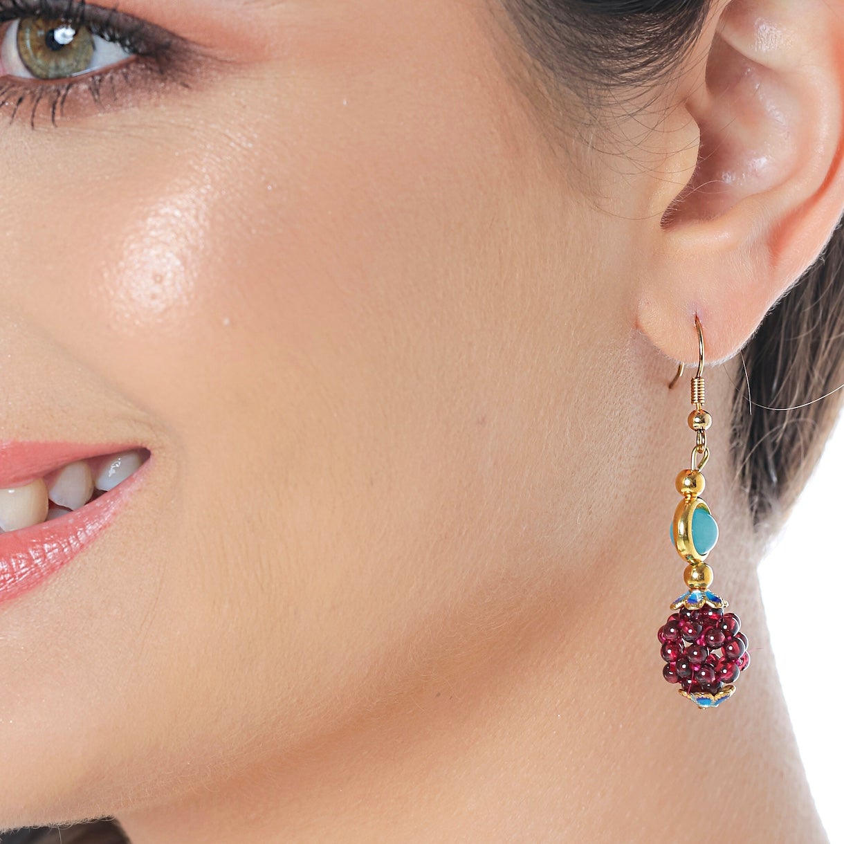 Natural Garnet Stone Pomegranate Earrings