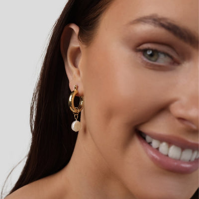 Nuri Pearl Hoop Earrings - Beautiful Earth Boutique