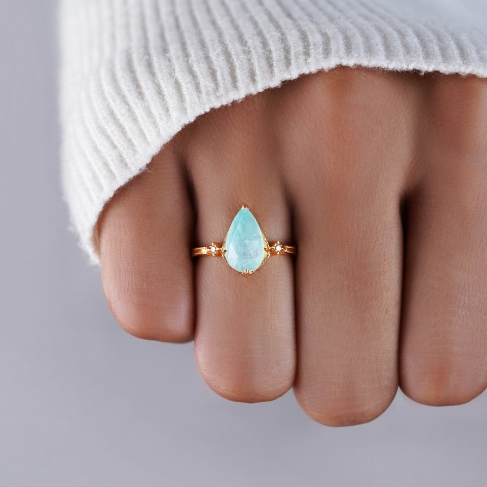 Ocean Blue Amazonite Crystal Ring - Beautiful Earth Boutique