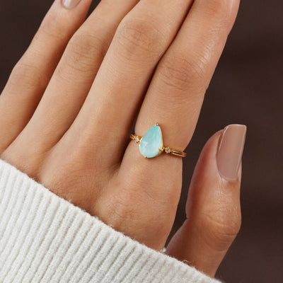 Ocean Blue Amazonite Crystal Ring - Beautiful Earth Boutique