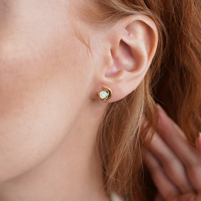 Opal Crescent Moon Earrings - Beautiful Earth Boutique