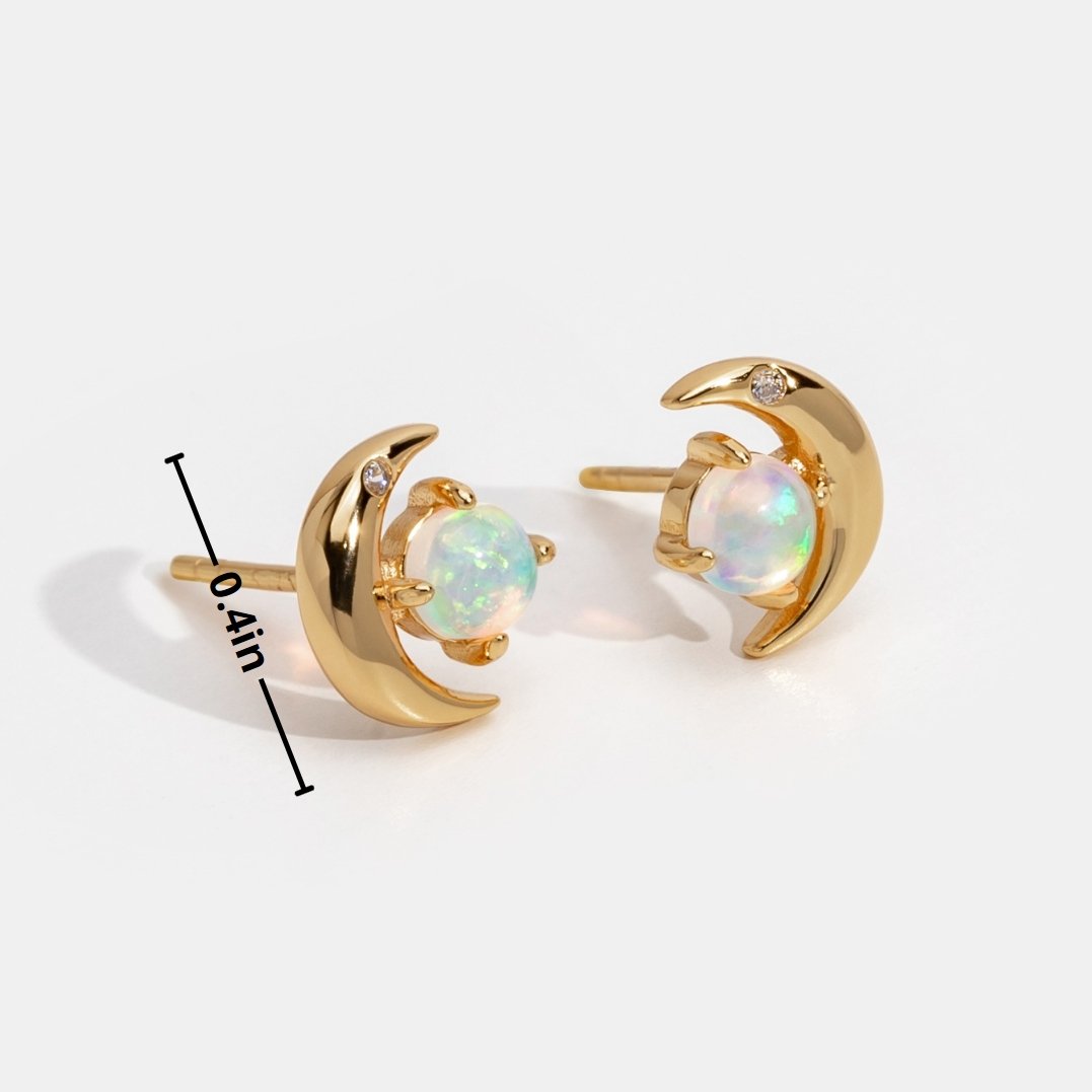 Opal Crescent Moon Earrings - Beautiful Earth Boutique