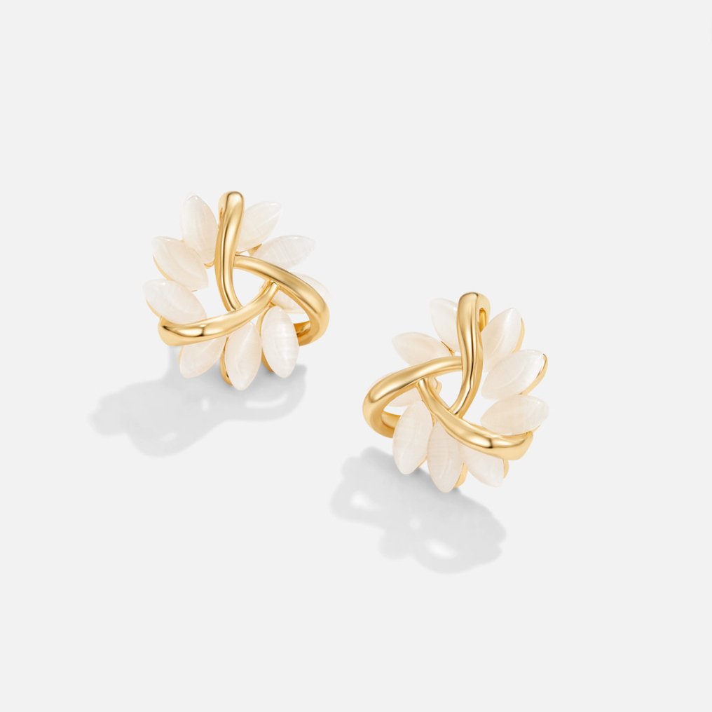 Opal Petal Gold Earrings - Beautiful Earth Boutique