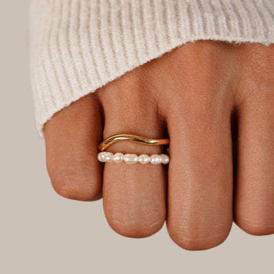 Orelia Pearl Double Layer Ring - Beautiful Earth Boutique