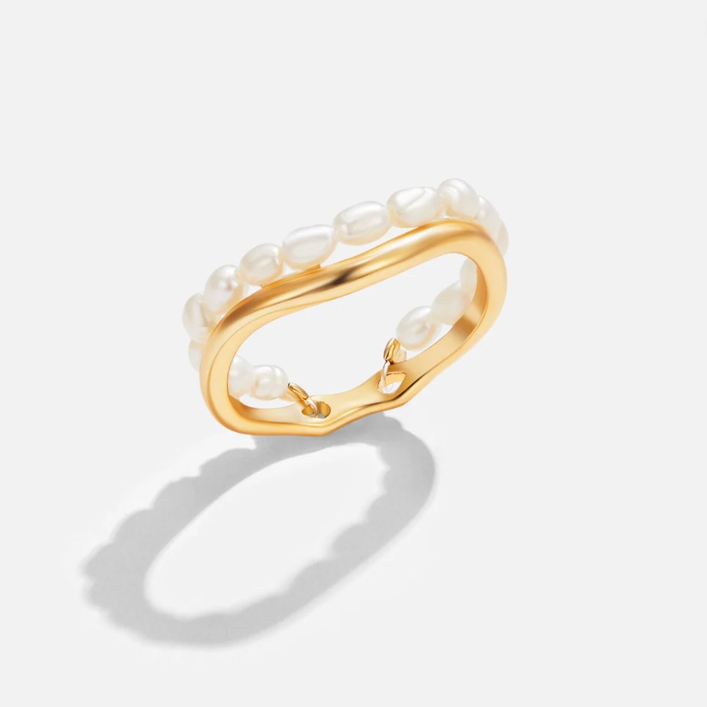 Orelia Pearl Double Layer Ring - Beautiful Earth Boutique